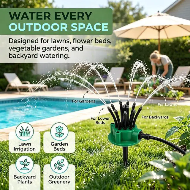 Alt view image 3 of 7 - 360 Degree Garden Automatic Multi Sprinkler Garden Lawn Sprinklers Roof Cooling & Efficient Gardening Tools, Perfect Housewarming Gift