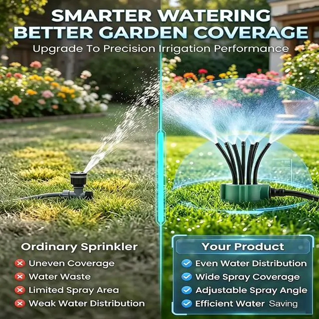 Alt view image 7 of 7 - 360 Degree Garden Automatic Multi Sprinkler Garden Lawn Sprinklers Roof Cooling & Efficient Gardening Tools, Perfect Housewarming Gift