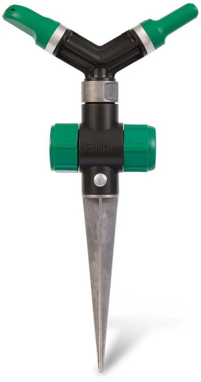 Main image of Adjustable Spinning Sprinkler with Spike Base, Whirling Sprinkler Head for 360 Degree Coverage in Flower Beds and Vegetable Gardens