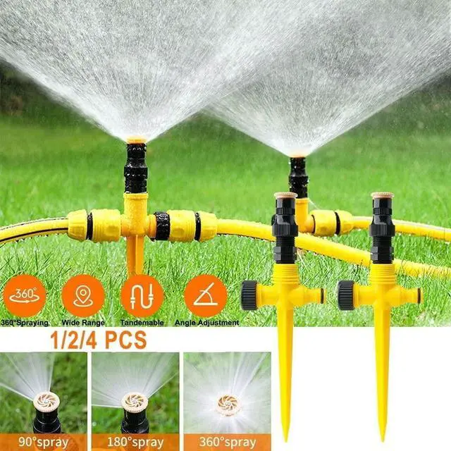 Alt view image 2 of 4 - Pack of 3 pcs 360° Adjustable Garden Sprinkler with 1/2 inch Quick connectors, Water Sprinkler for Lawn Yard Outdoor