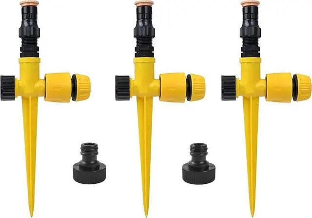 Main image of Pack of 3 pcs 360° Adjustable Garden Sprinkler with 1/2 inch Quick connectors, Water Sprinkler for Lawn Yard Outdoor