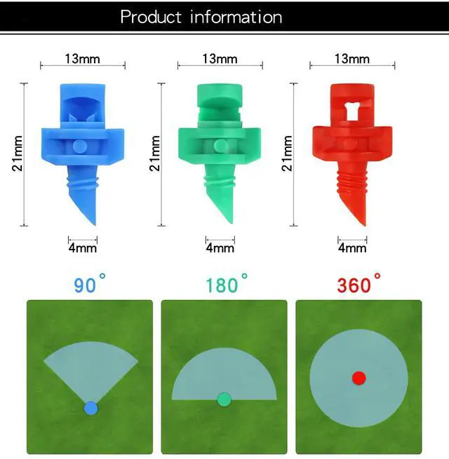 Alt view image 2 of 6 - 150pcs 90/180/360 Degree Polyethylene (PE) Micro Sprayer Refraction Automizing Sprinkler Nozzle Irrigation System Garden Lawn Plant Irrigation Water Sprinkler