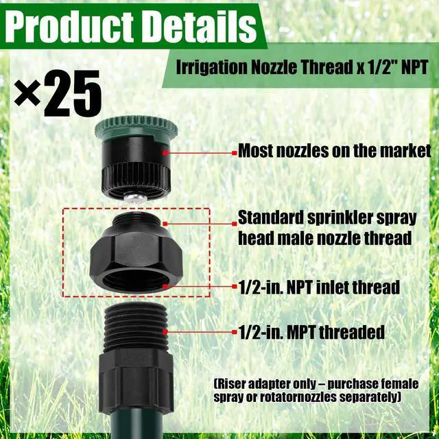 Alt view image 2 of 7 - 25pcs Shrub Head Sprinkler Adapter Adjustable Irrigation Thread Adapter Without Nozzle to 1/2" Npt for Outdoor Garden Lawn