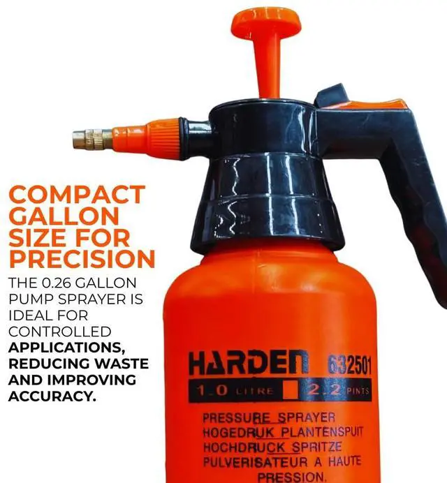 Alt view image 2 of 6 - 34oz (0.26 Gallon) Pump Sprayer, Handheld Garden Sprayer for Weeds, Plants, Lawn Care & Cleaning, Adjustable Pressure with Copper Nozzle