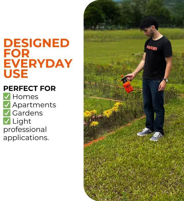 Alt view image 5 of 6 - 34oz (0.26 Gallon) Pump Sprayer, Handheld Garden Sprayer for Weeds, Plants, Lawn Care & Cleaning, Adjustable Pressure with Copper Nozzle