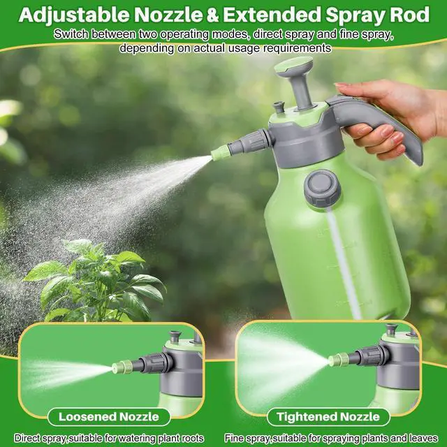 Alt view image 3 of 6 - 0.5 Gallon Hand Pump Sprayer for Garden 68 oz Plant Spray Bottle 2L with Side Water Inlet Safety Valve Adjustable Nozzle Extended 360° Spray Rod for Watering Fertilizing Cleaning(Green)