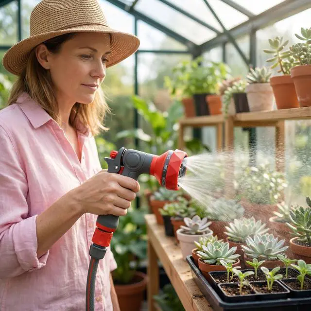 Alt view image 6 of 7 - Garden Hose Nozzle Sprayer-This High Heavy-Duty Spray Nozzle Offer 9 Watering Patterns for Watering Plants,Lawns &Gardens,Washing Cars,Household Cleaning and Showering Pets (Orange-grey)