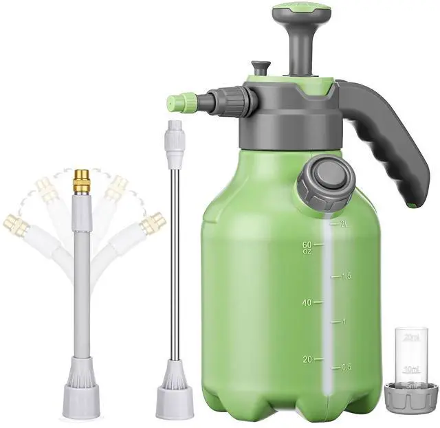 Main image of 0.5 Gallon Hand Pump Sprayer for Garden 68 oz Plant Spray Bottle 2L with Side Water Inlet Safety Valve Adjustable Nozzle Extended 360° Spray Rod for Watering Fertilizing Cleaning(Green)