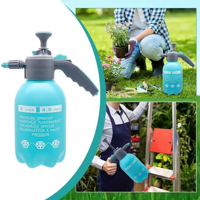 Alt view image 7 of 7 - 0.5 Gallon Handheld Pump Sprayer, 2L Garden Pressure Sprayer, 68oz Water Spray Bottle with Safety Valve, Adjustable Nozzle, for Watering,Plant Spraying, Home Cleaning, Fertilizing (Sky Blue)