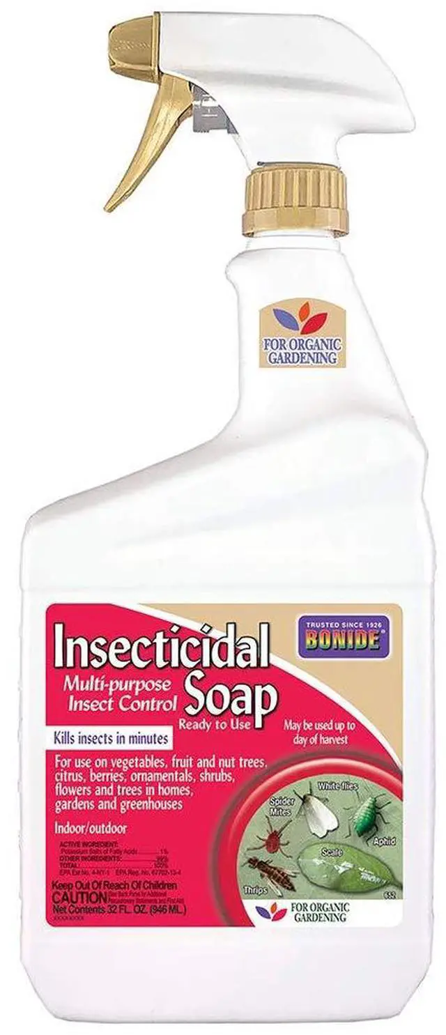 Main image of Insecticidal Soap, 32 oz Ready-to-Use Spray Multi-Purpose Insect Control for Organic Gardening Indoor and Outdoor