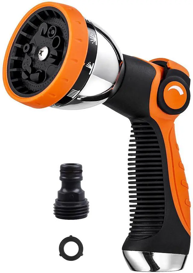 Main image of Garden Hose Spray Nozzle,10 Hose Metal Duty Watering Patterns Thumb Control On Off Valve, High Pressure Nozzle Sprayer for Plants, Car Wash,Cleaning,Showering Pets