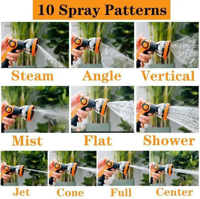 Alt view image 4 of 7 - Garden Hose Spray Nozzle,10 Hose Metal Duty Watering Patterns Thumb Control On Off Valve, High Pressure Nozzle Sprayer for Plants, Car Wash,Cleaning,Showering Pets