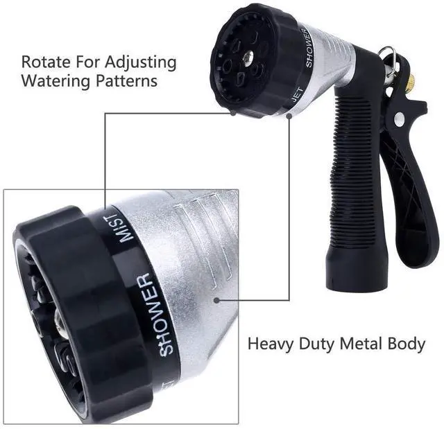 Alt view image 6 of 7 - Water Hose Nozzle Spray Nozzle, Metal Garden Hose Nozzle with Adjustable Spray Patterns, Perfect for Watering Plants, Washing Cars and Showering Pets