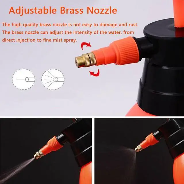 Alt view image 5 of 6 - 1 Pcs Garden Pump Sprayer, 0.5Gallon/68oz Hand-held Lawn Pressure Orange Spray Bottle with Adjustable Nozzle (FKM Gasket Update)