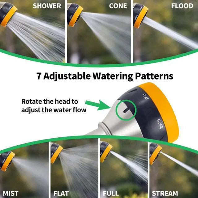 Alt view image 3 of 7 - Garden Nozzle Sprayer, High Pressure Spray Nozzle, 100% Metal Water Hose Nozzle, 7 Patterns Watering Nozzle, Heavy Duty Sprayer Garden Nozzle for Watering Plants & Lawns, Washing Cars & Pets