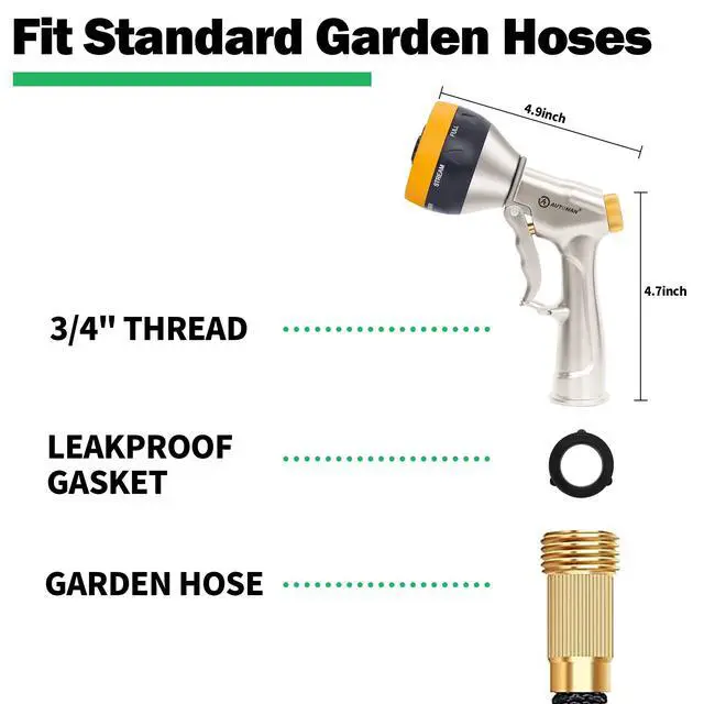 Alt view image 6 of 7 - Garden Nozzle Sprayer, High Pressure Spray Nozzle, 100% Metal Water Hose Nozzle, 7 Patterns Watering Nozzle, Heavy Duty Sprayer Garden Nozzle for Watering Plants & Lawns, Washing Cars & Pets