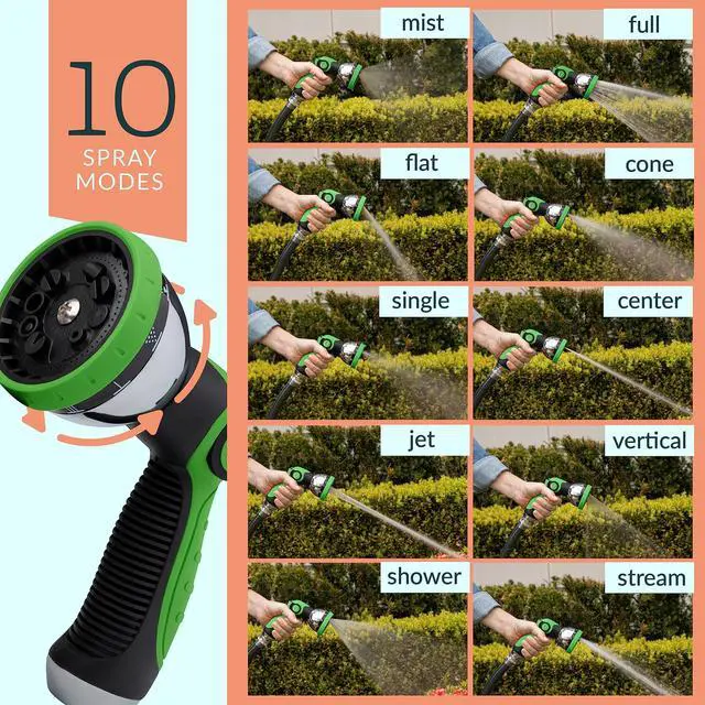 Alt view image 5 of 7 - Garden Hose Nozzle Sprayer with Thumb Control On Off Valve - 10 Spray Pattern Garden Hose Sprayer Nozzle - Perfect Water Hose Nozzle for Outdoor