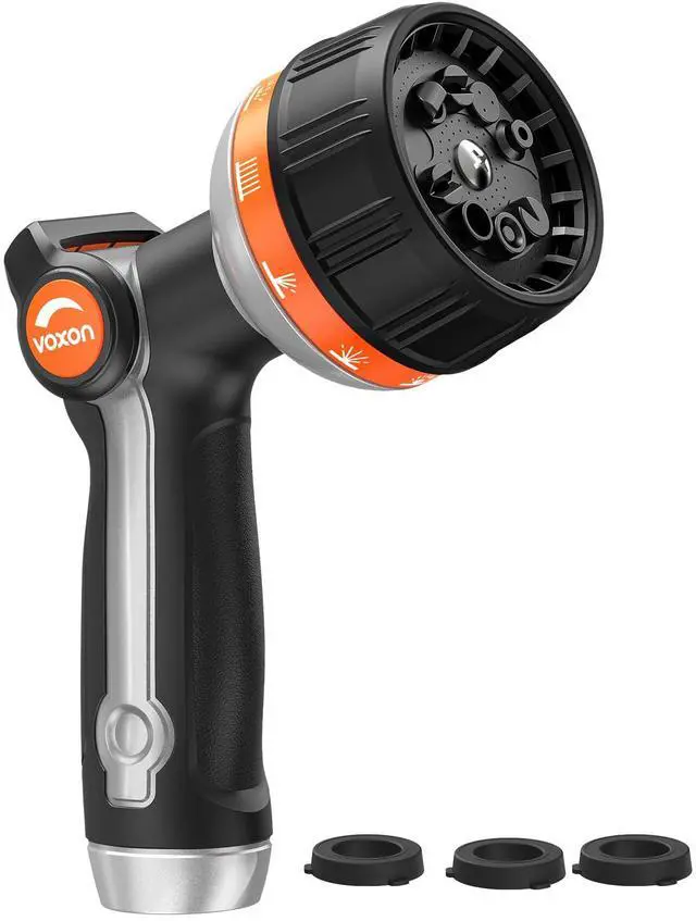 Main image of Hose Nozzle Heavy Duty 10 Spray Patterns - Metal Garden Water Hose Sprayer with Thumb Flow Control | On Off Valve, Nozzle Sprayer for Lawn & Plant Watering, Car & Pet Washing