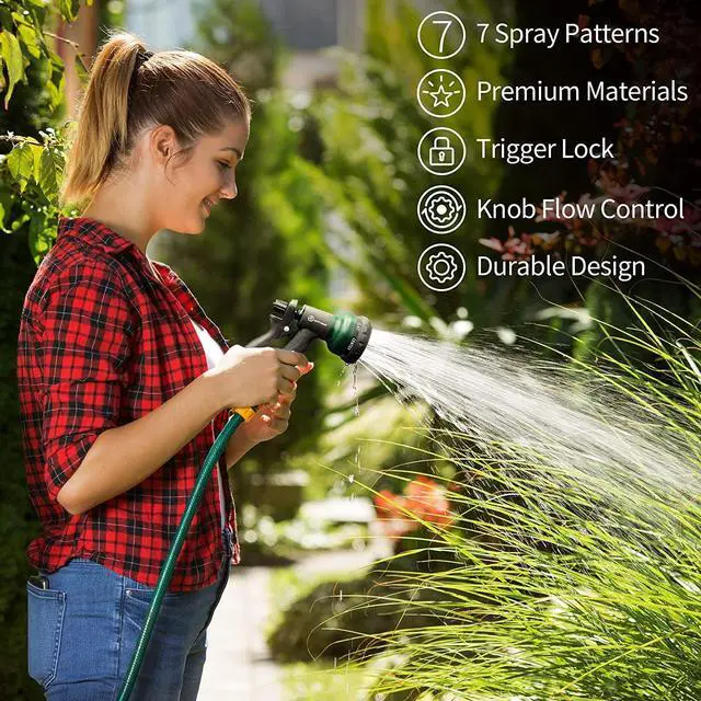 Alt view image 6 of 7 - Garden Hose Nozzle 2PK, ABS Water Spray Nozzle with 7 Adjustable Patterns, Slip Resistant for Watering Plants, Lawn, Garden, Washing Cars, Cleaning, Showering Pets & Outdoor Fun