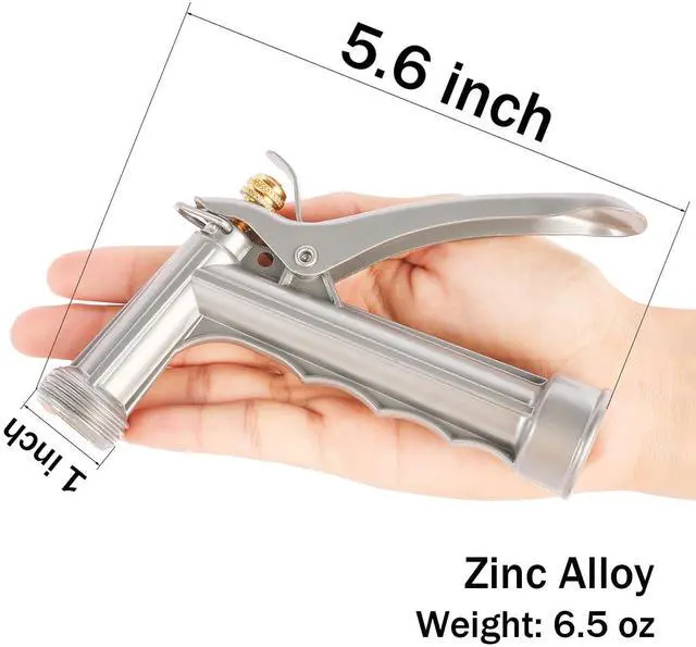 Alt view image 2 of 7 - Garden Hose Nozzle, Water Hose Sprayer Nozzle with Threaded Front, Full Size Zinc Metal Pistol Grip High Pressure Nozzle, Adjustable Spray Water Flow for Watering, Washing, Cleaning (2 Pack)