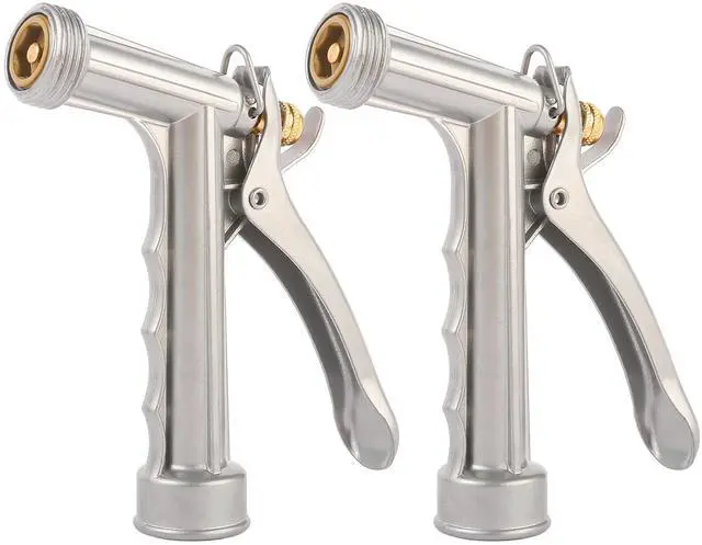Main image of Garden Hose Nozzle, Water Hose Sprayer Nozzle with Threaded Front, Full Size Zinc Metal Pistol Grip High Pressure Nozzle, Adjustable Spray Water Flow for Watering, Washing, Cleaning (2 Pack)