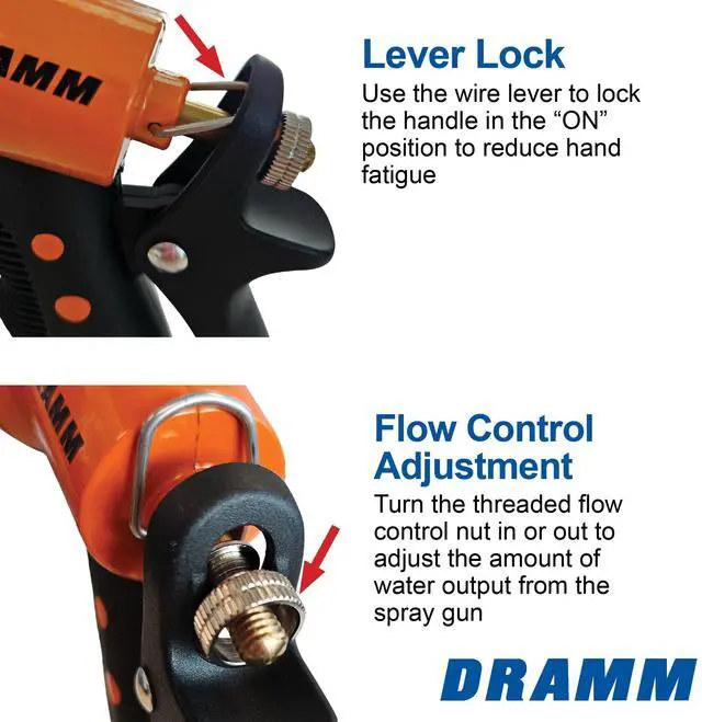 Alt view image 2 of 6 - Revolver Heavy Duty Metal Garden Hose Nozzle 9 Spray Patterns, High Pressure Jet, Thumb-Control Flow, Ergonomic Grip Orange
