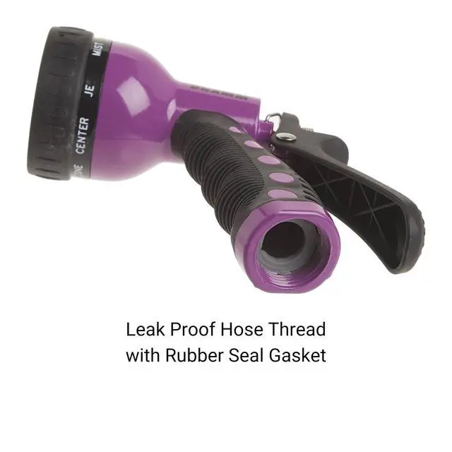 Alt view image 3 of 6 - Revolver Heavy Duty Metal Garden Hose Nozzle 9 Spray Patterns, High Pressure Jet, Thumb-Control Flow, Ergonomic Grip Orange
