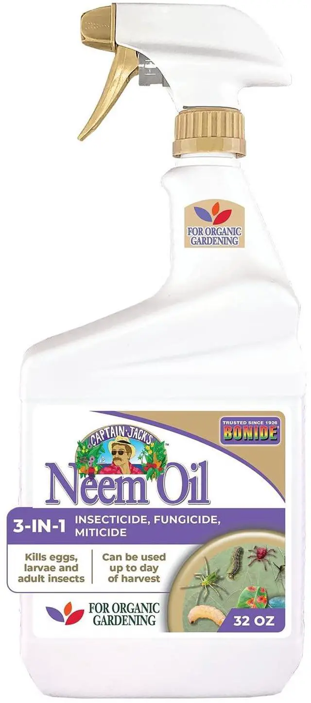Main image of Captain Jack's Neem Oil, 32 oz Ready-to-Use Spray, Multi-Purpose Fungicide, Insecticide and Miticide for Organic Gardening