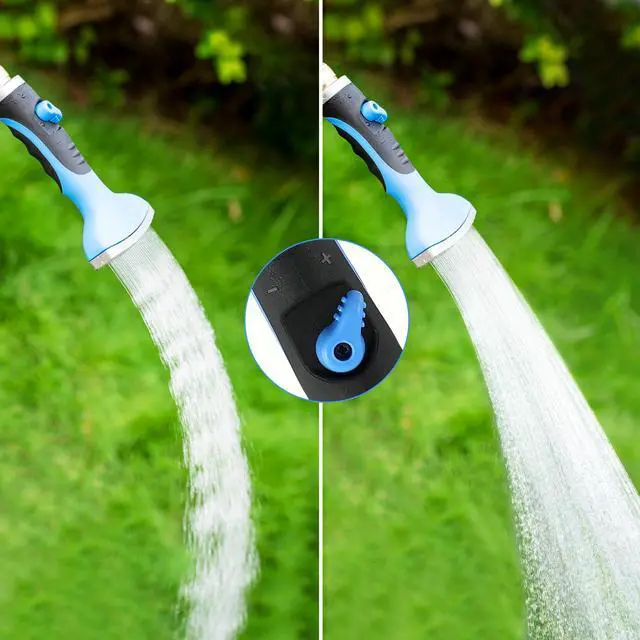 Alt view image 4 of 7 - Fan Spray Nozzle for Garden Hose, Heavy Duty Garden Hose Head Spray for Watering Wand with Flow Control and Ergonomic Insulated Grip, Blue (1 Pack)
