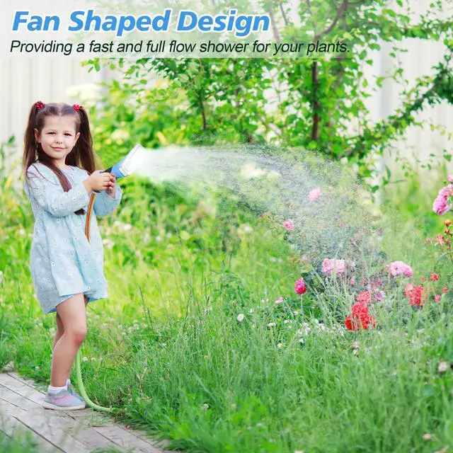 Alt view image 5 of 7 - Fan Spray Nozzle for Garden Hose, Heavy Duty Garden Hose Head Spray for Watering Wand with Flow Control and Ergonomic Insulated Grip, Blue (1 Pack)