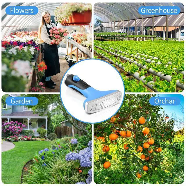 Alt view image 7 of 7 - Fan Spray Nozzle for Garden Hose, Heavy Duty Garden Hose Head Spray for Watering Wand with Flow Control and Ergonomic Insulated Grip, Blue (1 Pack)