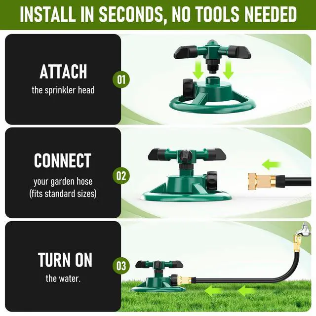 Alt view image 5 of 7 - Sprinklers for Yard, Lawn & Garden Sprinkler Automatic 360 Rotating for Large Area Coverage, Grass Water Sprinkler for Kids and Pets Water Fun