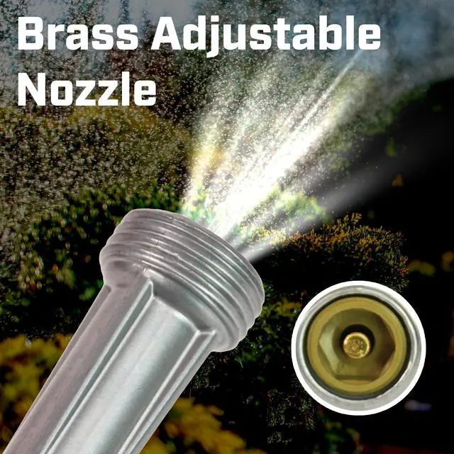 Alt view image 3 of 6 - 4603: Cast Metal Garden Hose Spray Nozzle with Rear Trigger Grip, Threaded Connection Fits Standard Garden Hose, for Gardening, Landscaping, Watering and Outdoor Jobs, Silver