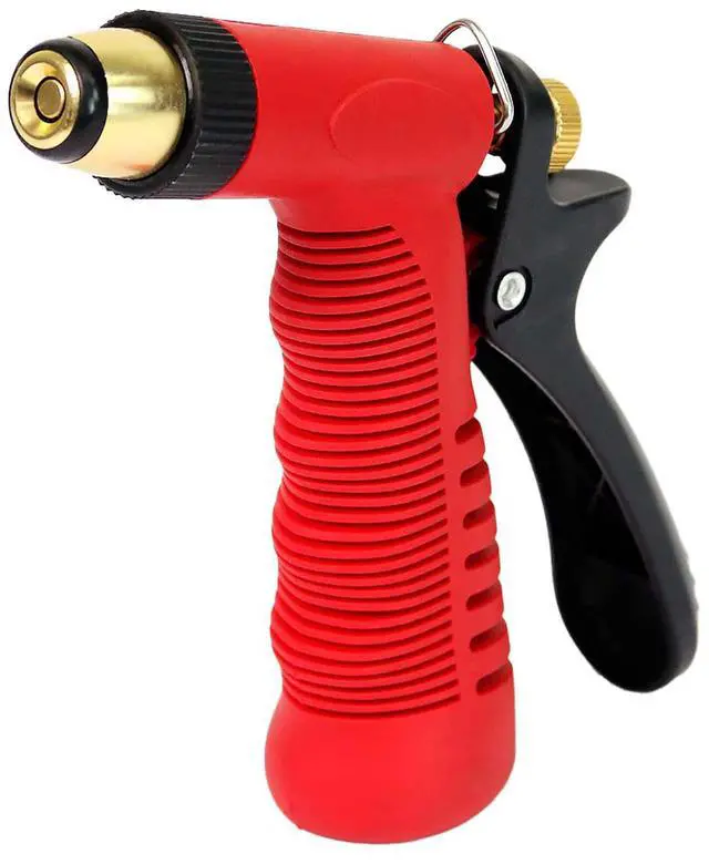 Main image of 4608: Adjustable Cone Tip Garden Hose Spray Nozzle with Rear Trigger Grip, Threaded Connection Fits Standard Garden Hose, for Gardening, Landscaping, Watering and Outdoor Jobs, Red/Black