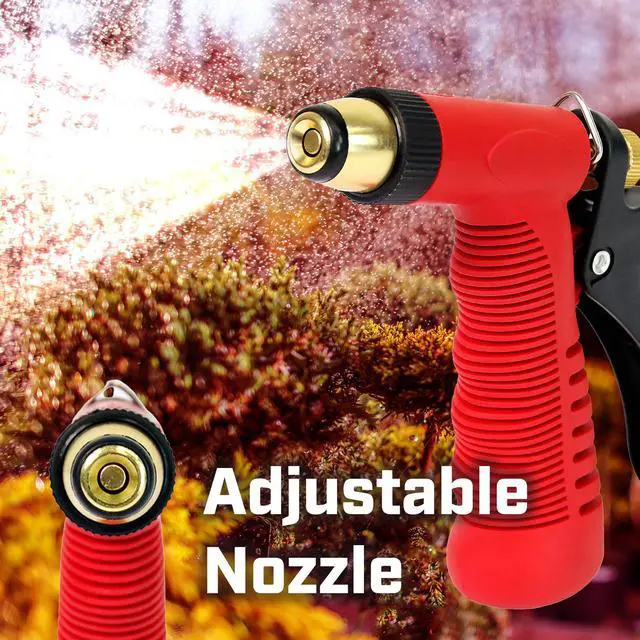 Alt view image 4 of 7 - 4608: Adjustable Cone Tip Garden Hose Spray Nozzle with Rear Trigger Grip, Threaded Connection Fits Standard Garden Hose, for Gardening, Landscaping, Watering and Outdoor Jobs, Red/Black