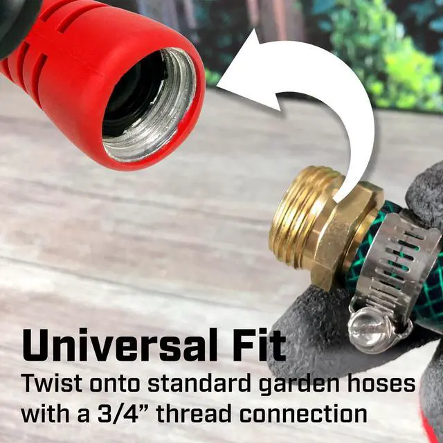 Alt view image 5 of 7 - 4608: Adjustable Cone Tip Garden Hose Spray Nozzle with Rear Trigger Grip, Threaded Connection Fits Standard Garden Hose, for Gardening, Landscaping, Watering and Outdoor Jobs, Red/Black