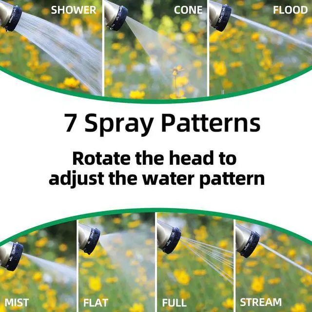 Alt view image 2 of 7 - Metal Garden Hose Nozzle with 8 Spray Patterns, Shower Sprayer Nozzle with Thumb Control for Outdoor Lawn & Plant Watering, Car & Pet Washing, Red