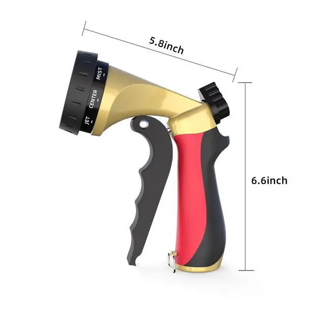 Alt view image 5 of 7 - Metal Garden Hose Nozzle with 8 Spray Patterns, Shower Sprayer Nozzle with Thumb Control for Outdoor Lawn & Plant Watering, Car & Pet Washing, Red