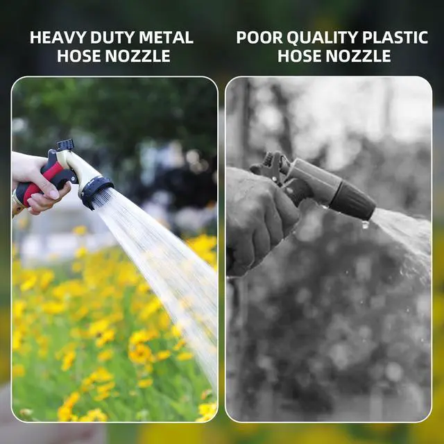 Alt view image 7 of 7 - Metal Garden Hose Nozzle with 8 Spray Patterns, Shower Sprayer Nozzle with Thumb Control for Outdoor Lawn & Plant Watering, Car & Pet Washing, Red
