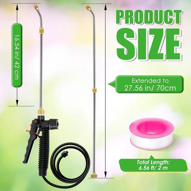 Alt view image 2 of 7 - Replacement Sprayer Wand Compatible with PetraTools & Greenworks, Retractable 29" Stainless Steel Pump Action Pressure Sprayer with Adjustable Nozzle, Trigger Wand & Hose