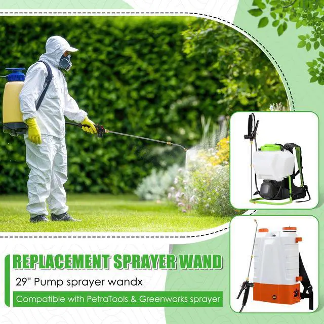 Alt view image 3 of 7 - Replacement Sprayer Wand Compatible with PetraTools & Greenworks, Retractable 29" Stainless Steel Pump Action Pressure Sprayer with Adjustable Nozzle, Trigger Wand & Hose