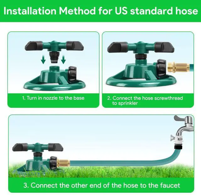 Alt view image 4 of 7 - Sprinklers for Yard, Rotating Lawn and Garden Sprinkler for Large Area Coverage, Yard Sprinklers for Kids and Pets Playing