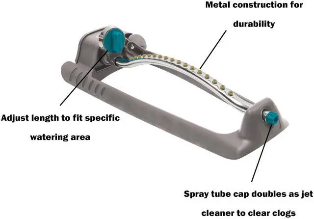 Alt view image 3 of 5 - Adjustable Rectangular Lawn Sprinkler, Water Sprinkler for Large Area Coverage, Hose Sprinkler for Lawn and Garden, Gray
