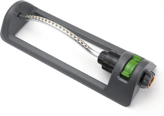 Alt view image 7 of 7 - Lawn Sprinkler, 18-Hole Brass Nozzle Oscillating Sprinkler, Garden Tool for Lawns up to 3,600 Square Feet, Jet Cleaning Needle Hidden on the End of the Product, Gray