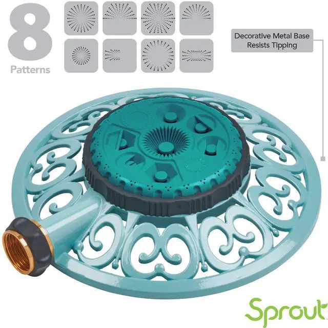 Alt view image 3 of 7 - 65101-AMZ Sprout Metal 8-Pattern Sprinkler and QuickConnect Product Adapter Amazon Bundle, Gooseberry Green