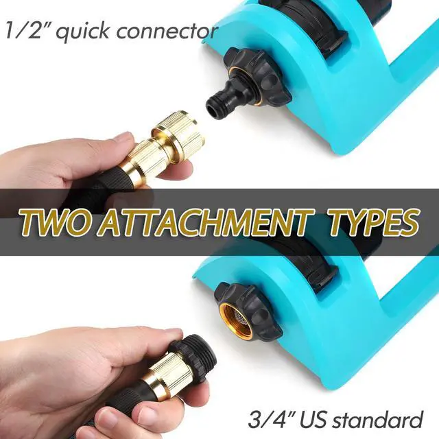 Alt view image 5 of 7 - Lawn Sprinkler, 18 Brass Nozzles Garden Water Oscillating Sprinkler for Yard Covers up to 3,600 sq.ft, Heavy Weight Base, Built-in Spray Jet Cleaning Needle