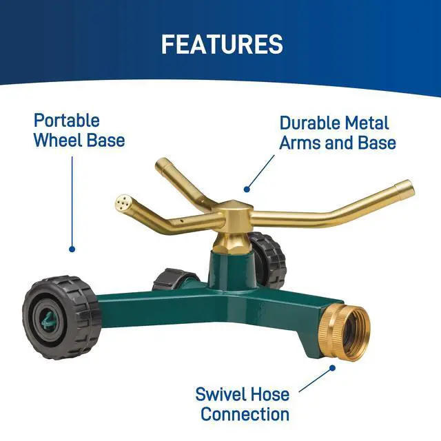 Alt view image 4 of 6 - 58257N Lawn and Garden 3-Arm Metal Sprinkler with Wheel Base