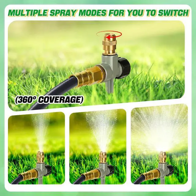 Alt view image 5 of 6 - 2 Pack Metal Lawn Sprinklers for Yard - 360° Coverage Water Sprinklers, Adjustable Brass Nozzle with Aluminum Alloy Spike Base for Small Garden Irrigation