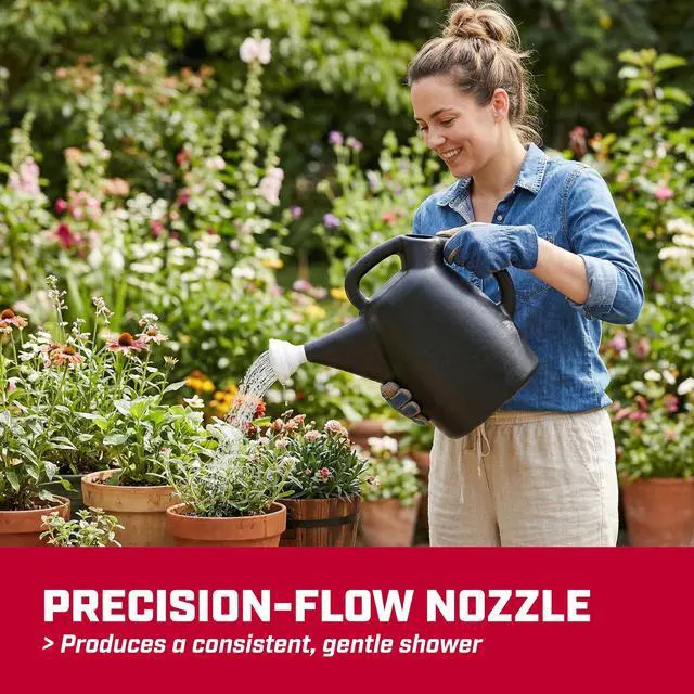 Alt view image 2 of 7 - 47998 Watering Can, 2 Gallon, Indoor and Outdoor Plants, Lawn, Garden, Removable Nozzle, Drip-Free Sprinkler Head, Recycled Plastic, Black