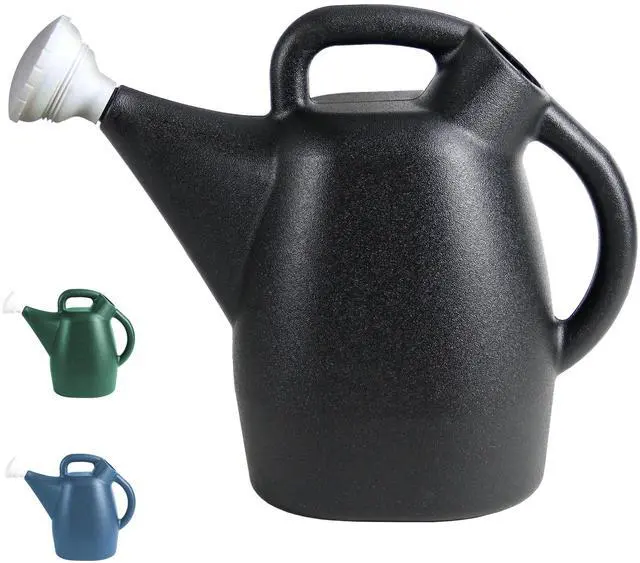 Main image of 47998 Watering Can, 2 Gallon, Indoor and Outdoor Plants, Lawn, Garden, Removable Nozzle, Drip-Free Sprinkler Head, Recycled Plastic, Black